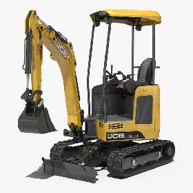 Mini Tracked Excavator JCB Dirty Rigged 3D model